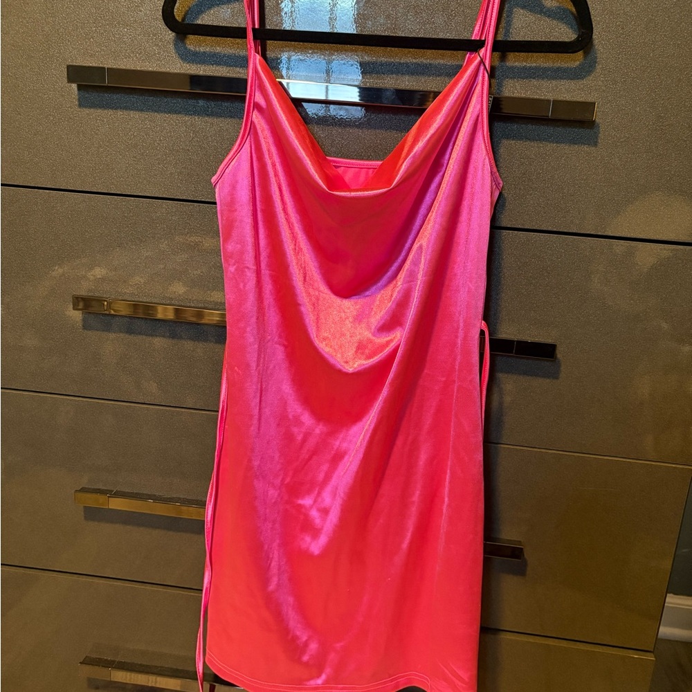 Hot Pink Satin Mini Dress